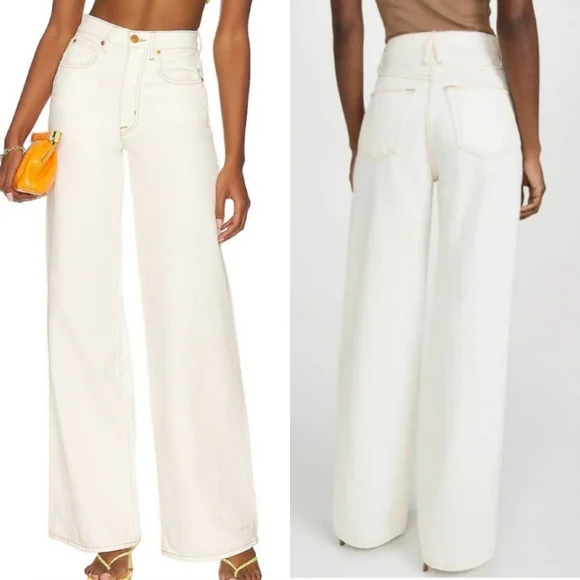 NWT SLVRLAKE Eva Jeans Super Wide Leg High Waisted White 27 - Picture 2 of 11